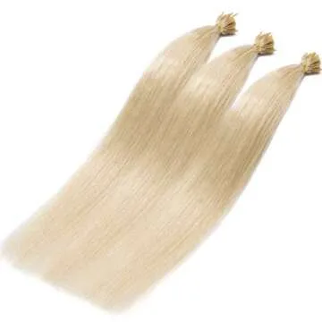 SEGO Pre Bonded Keratin Stick/I Tip Remy Human Hair Extension Cold Fusion Hair Piece for Women Smooth Straight 100 Strands/pack #60 Platinum Blonde 18 inches 50g