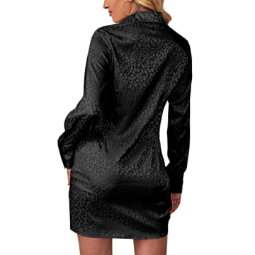 Stylish LYANER Leopard Satin Deep V-Neck Dress for Women