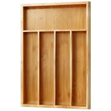 BAMEOS Bamboo Utensil Drawer Organizer for Kitchen & Office