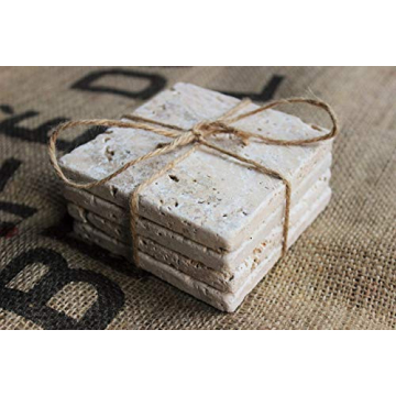 Stylish Travertine Absorbent Drink Coasters - Unique Set