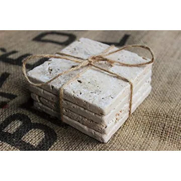 Stylish Travertine Absorbent Drink Coasters - Unique Set