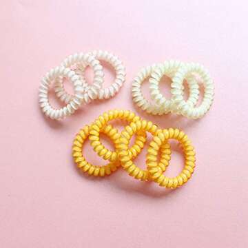 canjoyn 10 Pcs Spiral Rubber Hair Ties and Holders - Elastic Coil Hair Bands, No Crease Ponytail Holders for Women with Thick Hair (Pink)