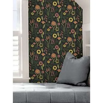 NuWallpaper NUS4044 Jane Charcoal Peel & Stick Wallpaper for DIY Deco