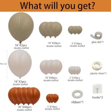 Fall Balloon Arch Kit-Double Stuffed Burnt Orange Balloon Garland with Cream Peach Apricot Terracott...