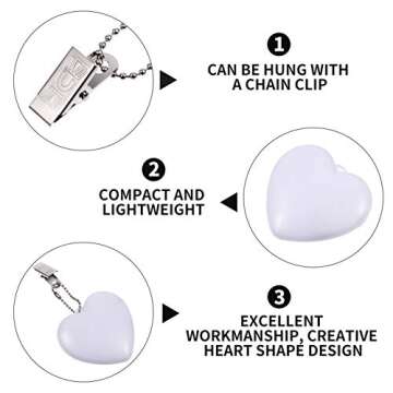 SOLUSTRE Purse Light Handbag Light Heart Shape LED Activated Night Light Women Girls Handbag Accessories White
