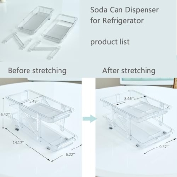 Kiencyluky Adjustable Soda Can Organizer for Fridge
