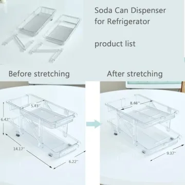 Kiencyluky Adjustable Soda Can Organizer for Fridge