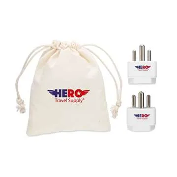 Hero Travel Supply Premium US to India Power Adapter Plug - Type D, Pack of 3, Grounded