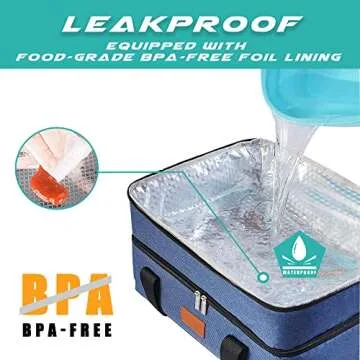 Uoxfill Lunch Bag Insulated Thermal Food Carrier Insulated Double Decker Casserole Carrier for Hot or Cold Food,Insulated Tote Bag for Potluck Cookouts Picnic,Lasagna Holder