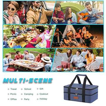 Uoxfill Lunch Bag Insulated Thermal Food Carrier Insulated Double Decker Casserole Carrier for Hot or Cold Food,Insulated Tote Bag for Potluck Cookouts Picnic,Lasagna Holder