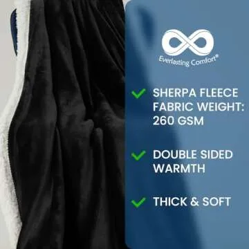 Everlasting Comfort Furry Sherpa Throw Blanket - Soft, Fluffy, Fuzzy, Plush, Thick, Minky Throws