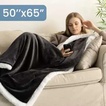 Everlasting Comfort Furry Sherpa Throw Blanket - Soft, Fluffy, Fuzzy, Plush, Thick, Minky Throws