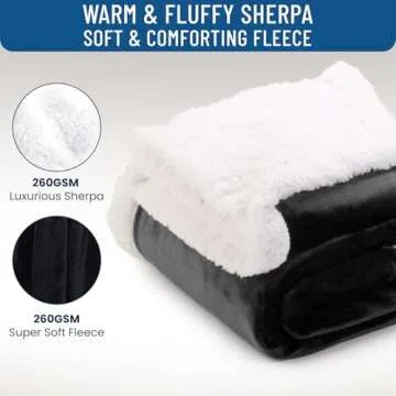 Everlasting Comfort Furry Sherpa Throw Blanket - Soft, Fluffy, Fuzzy, Plush, Thick, Minky Throws