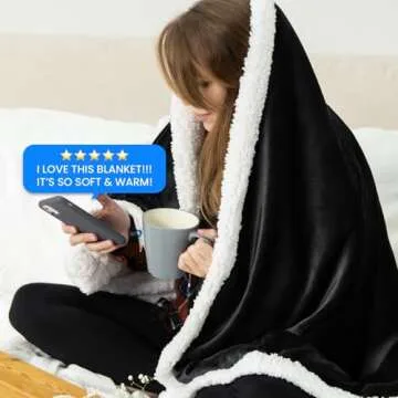 Everlasting Comfort Furry Sherpa Throw Blanket - Soft, Fluffy, Fuzzy, Plush, Thick, Minky Throws