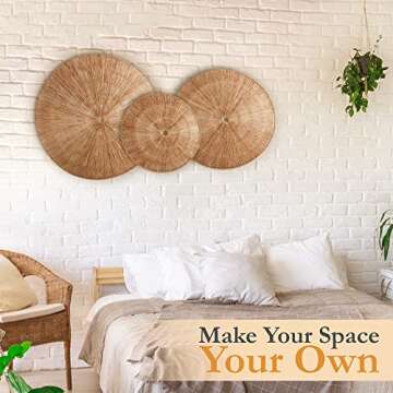 EDUPET Handmade Wicker Wall Basket Set of 3