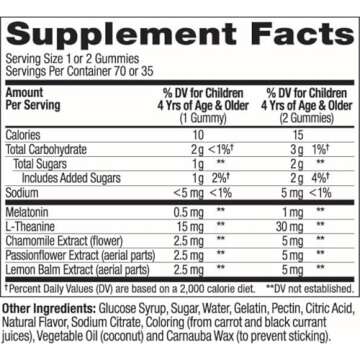 OLLY Kids Sleep Gummies, 0.5mg Melatonin, L Theanine, Chamomile, and Lemon Balm, Raspberry - 70 Count