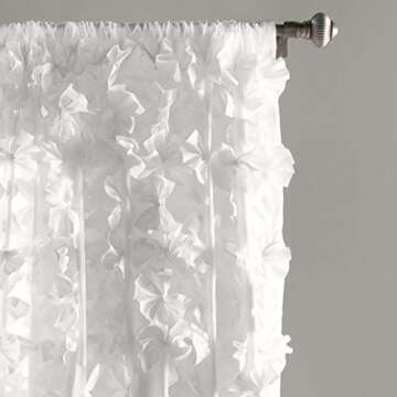 Lush Decor Riley Window Curtain Panel - Charming Handmade Bow Details - Elegant Light Filtering Sing...