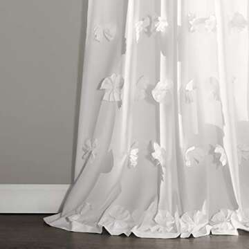 Lush Decor Riley Window Curtain Panel - Charming Handmade Bow Details - Elegant Light Filtering Single Curtain for Living Room, Dining Room, or Bedroom - 54" W x 84" L, White