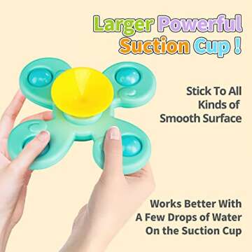ALASOU 3PCS Ocean Suction Cup Spinner Toys for Baby Christmas Stocking Stuffers Gifts|Novelty Spinni...