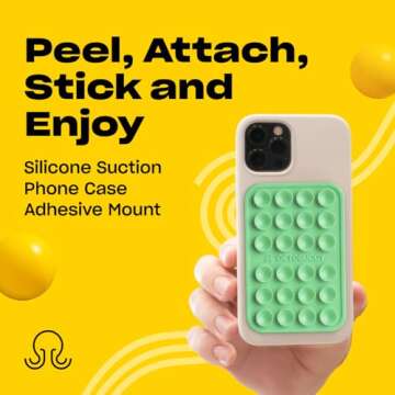 OCTOBUDDY MAX Silicone Suction Phone Case Adhesive Mount - Hands-Free, Strong Grip Holder for Selfie...