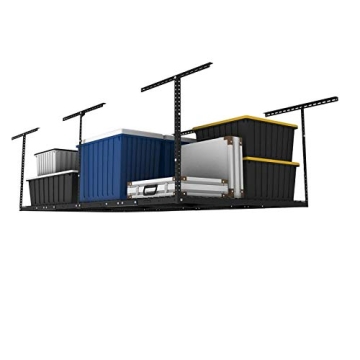 FLEXIMOUNTS 4x8 Overhead Garage Storage Rack, Adjustable Heavy Duty Metal Ceiling Storage System
