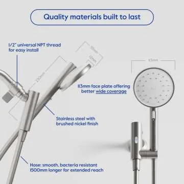 hai Smart Shower Head, Bluetooth Handheld Water Saving Showerhead with Adjustable High Pressure to Spa-Like Mist, Stainless Steel, Easy Installation, Customizable LED Lights, Moon, 1.8 GPM