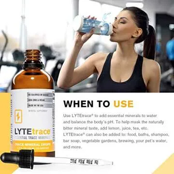 Trace Mineral Drops by LyteTrace 100ml x 200 Servings - Max-Absorption Ionic Natural Sodium Free Trace Minerals Concentrate to Balance The Body's pH - Non-GMO, Vegan, Kosher, and Keto Friendly