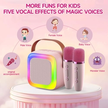 Kids Karaoke Machine with LED Lights & 2 Mics