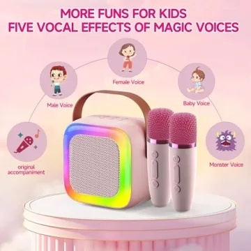 Kids Karaoke Machine with LED Lights & 2 Mics