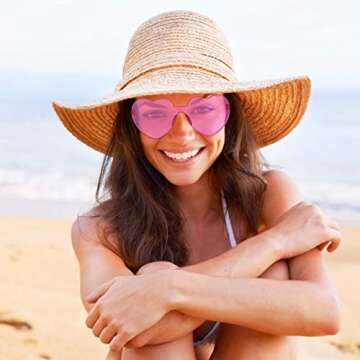 Virtue morals 8 Pair Pink Heart Shaped Frameless Glasses for Girls and Women's Parties