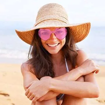 Virtue morals 8 Pair Pink Heart Shaped Frameless Glasses for Girls and Women's Parties