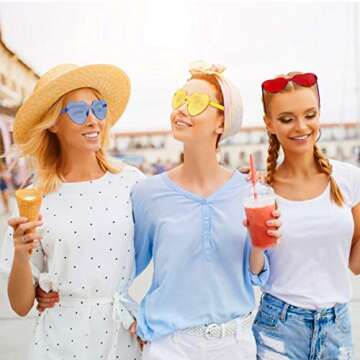 Virtue morals 8 Pair Pink Heart Shaped Frameless Glasses for Girls and Women's Parties