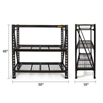 DEWALT 4-Foot Tall, 3 Shelf Steel Wire Deck Industrial Storage Rack, Adjustable for Custom Workshop/...