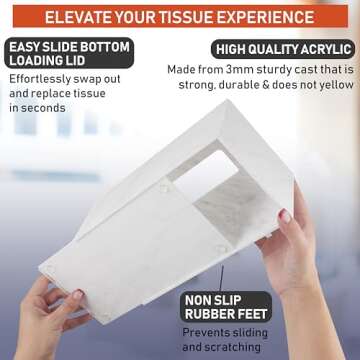 Stylish Acrylic Tissue Box Holder for Tissues and Napkins