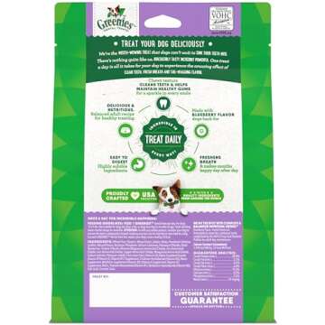 Greenies Petite Natural Dental Care Dog Treats Blueberry Flavor, 12 oz. Pouch (20 Treats)