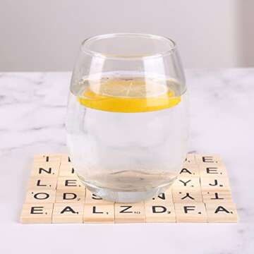 DSYJ Domino & Tile Games, Wood Letter Tiles, Scrabble Letters for Crafts - DIY Wood Gift Decoration - Scrabble Crossword Game Wood Color 400 Pcs