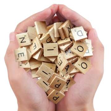 DSYJ Domino & Tile Games, Wood Letter Tiles, Scrabble Letters for Crafts - DIY Wood Gift Decoration - Scrabble Crossword Game Wood Color 400 Pcs