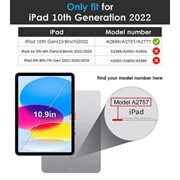 DTTO for iPad 10th Generation Case 10.9 Inch 2022, Slim Tri-fold Stand Soft TPU Back Protective Cove...