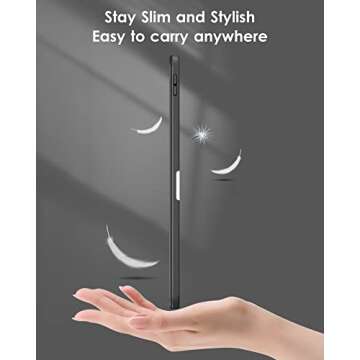 DTTO for iPad 10th Generation Case 10.9 Inch 2022, Slim Tri-fold Stand Soft TPU Back Protective Cover with Pencil Holder for iPad 10th Gen Case - Auto Sleep/Wake, Black