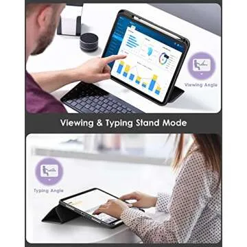 DTTO for iPad 10th Generation Case 10.9 Inch 2022, Slim Tri-fold Stand Soft TPU Back Protective Cover with Pencil Holder for iPad 10th Gen Case - Auto Sleep/Wake, Black