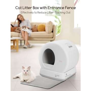 MeoWant Self-Cleaning Cat Litter Box, Integrated Safety Protection Automatic Cat Litter Box for Mult...