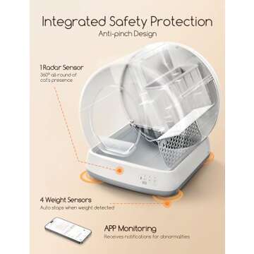 MeoWant Self-Cleaning Cat Litter Box, Integrated Safety Protection Automatic Cat Litter Box for Multi Cats, Extra Large/Odor Removal/APP Control Smart Cat Litter Box with Mat & Liner