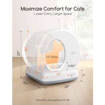 MeoWant Self-Cleaning Cat Litter Box, Integrated Safety Protection Automatic Cat Litter Box for Multi Cats, Extra Large/Odor Removal/APP Control Smart Cat Litter Box with Mat & Liner