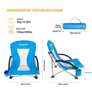 KingCamp Comfortable Low Sling Beach Chair for All