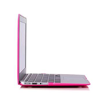 RUBAN Compatible with Old Version MacBook Air 13 Inch Case (2010-2017 Release). Models: A1466 / A1369, Plastic Hard Shell Protective Cover Case with Keyboard Cover for Mac Air 13, Hot Pink