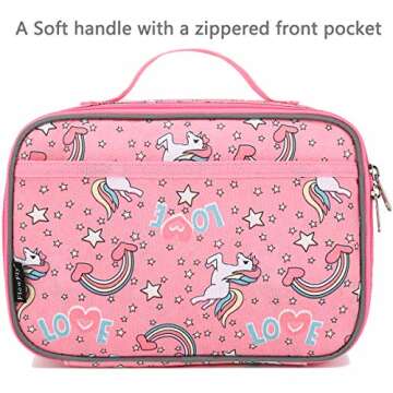 FlowFly Kids Lunch box Insulated Soft Bag Mini Cooler Back to School Thermal Meal Tote Kit for Girls...