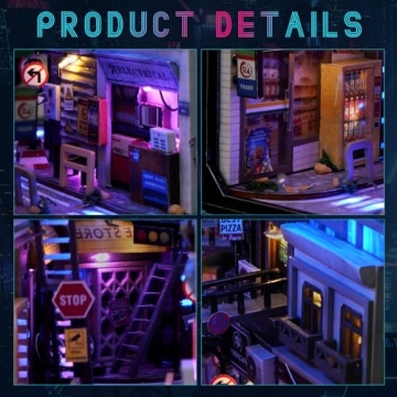 Cyberpunk DIY Book Nook Kit with LED Lights for All Ages