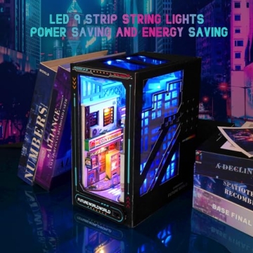 Cyberpunk DIY Book Nook Kit with LED Lights for All Ages
