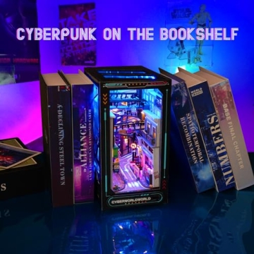 Cyberpunk DIY Book Nook Kit with LED Lights for All Ages