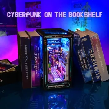 Cyberpunk DIY Book Nook Kit with LED Lights for All Ages